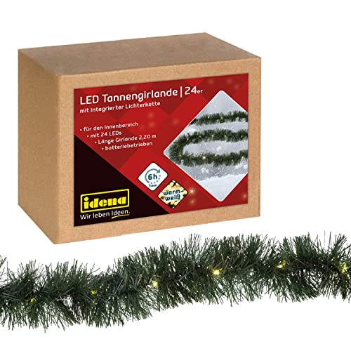 Idena 31345 - LED Tannen-Girlande mit 24 LED in Warmweiß, mit 6 Stunden Timer-Funktion, batteriebetrieben, ca. 2,2 m lang, als Dekoration zur Adventszeit und zu Weihnachten Idena 31345 - LED Tannen-Girlande mit 24 LED in Warmweiß, mit 6 Stunden Timer-Funktion, batteriebetrieben, ca. 2,2 m lang, als Dekoration zur Adventszeit und zu Weihnachten von Idena