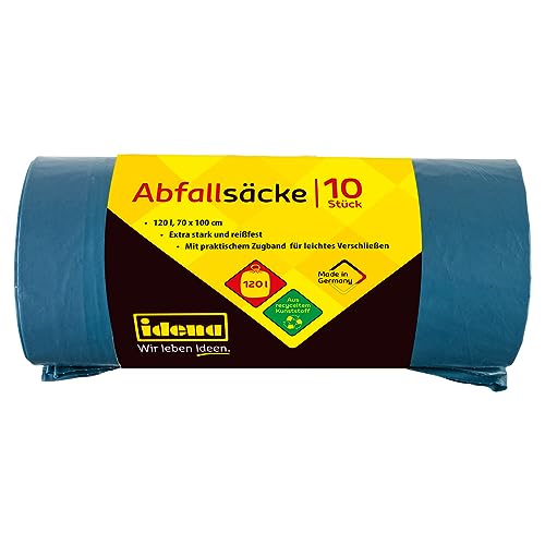 Idena 50056 - Abfallsäcke, blau, 1 Rolle mit 10 Stück, 120 Liter, 40µ extra stark und reißfest, mit praktischem Zugband, Zugbandsäcke Idena 50056 - Abfallsäcke, blau, 1 Rolle mit 10 Stück, 120 Liter, 40µ extra stark und reißfest, mit praktischem Zugband, Zugbandsäcke von Idena