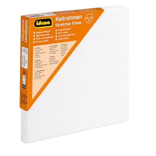 Idena 60008 - Keilrahmen mit Leinwand aus 100% Baumwolle, Grammatur 380 g/m², für Öl- und Acrylfarben, ca. 20 x 20 cm groß, weiß Idena 60008 - Keilrahmen mit Leinwand aus 100% Baumwolle, Grammatur 380 g/m², für Öl- und Acrylfarben, ca. 20 x 20 cm groß, weiß von Idena