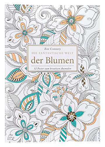 Idena 68140 - Malbuch für Erwachsene, Motiv Blumen, 12 Blatt, zum Erschaffen von kreativen Kunstwerken, als Ausgleich zum Alltag und für Freizeit und Urlaub von Idena