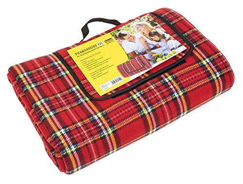 Idena 7570012 - Picknickdecke mit wasserabweisender Rückseite, ca. 170 x 200 cm, XXL, rot - kariert von Idena