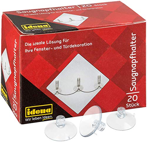 Idena 8522040 Saugnapfhalter für Lichterketten, transparent (3 Packungen = 60 Stück) von Idena