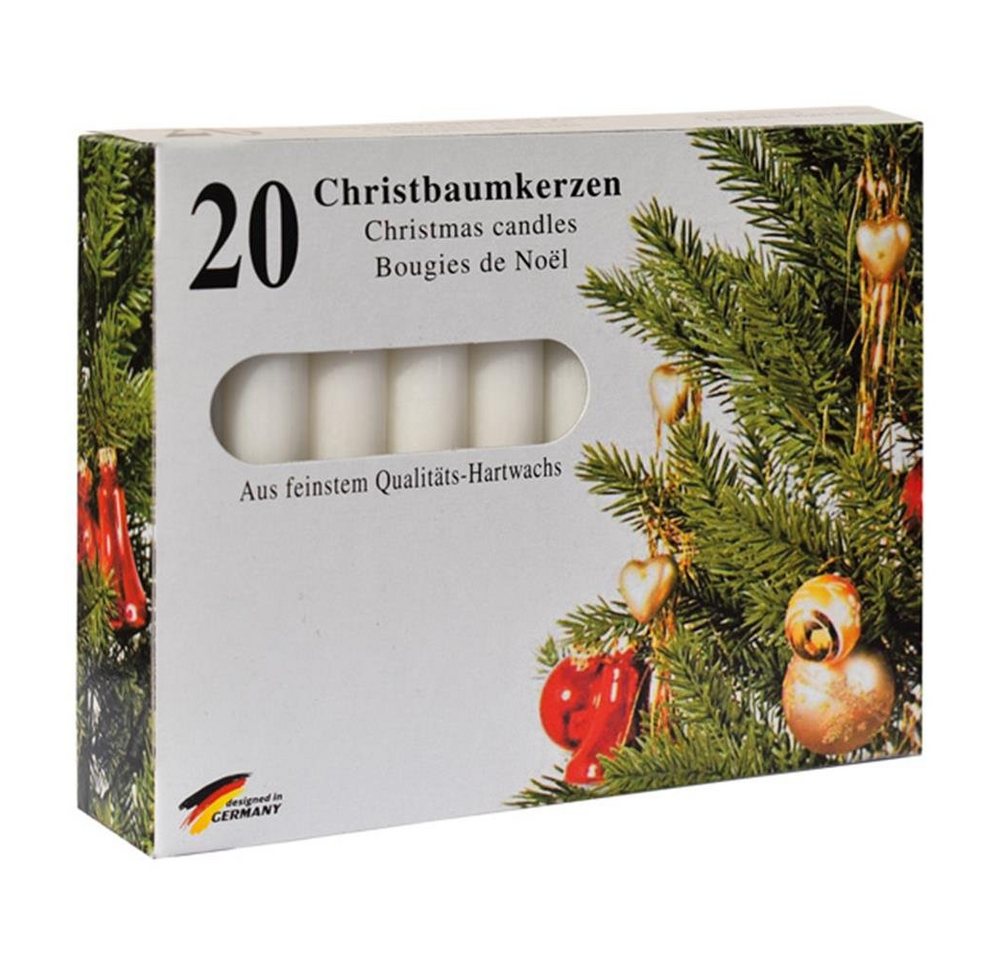 Idena Adventskerze Baumkerzen 20 Stück weiß 13 x 100 mm, Weihnachtsbaumkerzen Christbaumkerzen von Idena