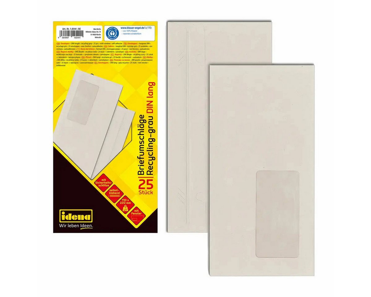 Idena Büro-Set Idena Briefumschläge DIN lang mit Fenster - 75g/m² selbstklebend grau Idena Büro-Set Idena Briefumschläge DIN lang mit Fenster - 75g/m² selbstklebend grau von Idena