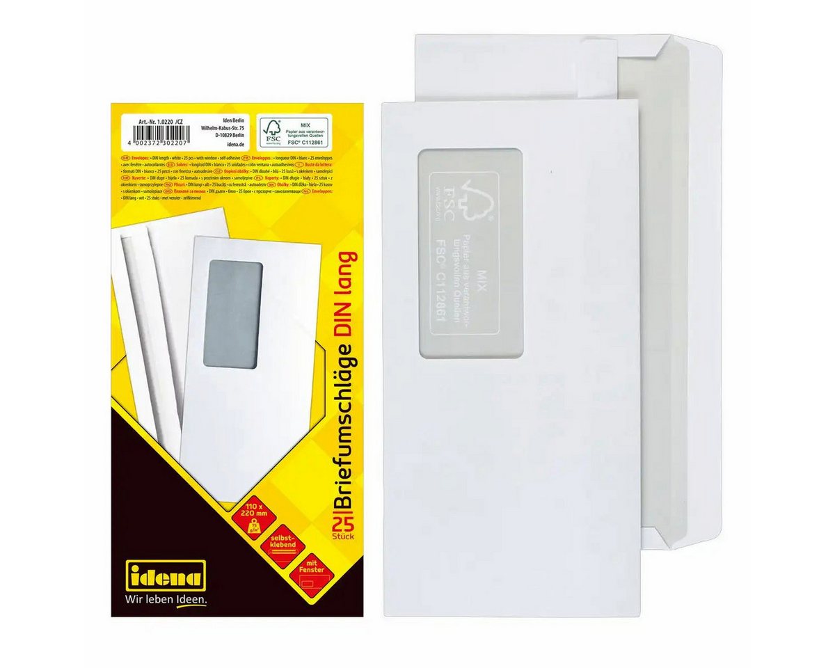 Idena Büro-Set Idena Briefumschläge DIN lang mit Fenster - 75g/m² selbstklebend weiß Idena Büro-Set Idena Briefumschläge DIN lang mit Fenster - 75g/m² selbstklebend weiß von Idena