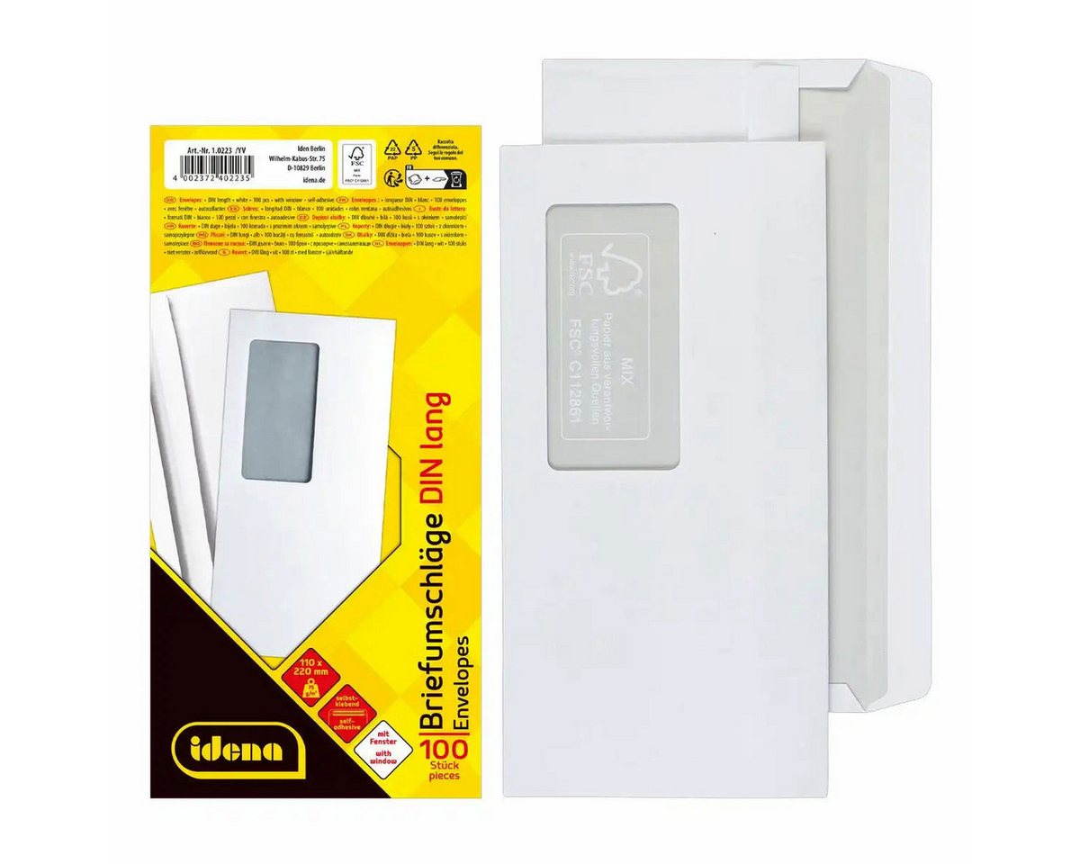 Idena Büro-Set Idena Briefumschläge DIN lang mit Fenster - 75g/m² selbstklebend weiß Idena Büro-Set Idena Briefumschläge DIN lang mit Fenster - 75g/m² selbstklebend weiß von Idena