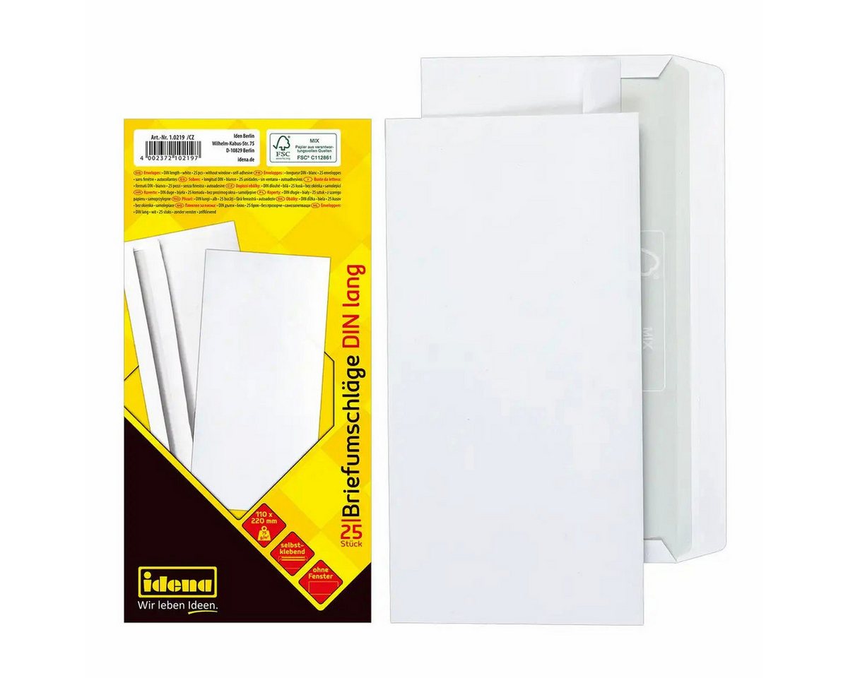 Idena Büro-Set Idena Briefumschläge DIN lang weiß selbstklebend ohne Fenster 75g/m² - Idena Büro-Set Idena Briefumschläge DIN lang weiß selbstklebend ohne Fenster 75g/m² - von Idena