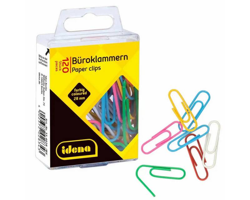 Idena Büro-Set Idena Büroklammern Metall kunststoffummantelt mehrfarbig - 120 Stück von Idena