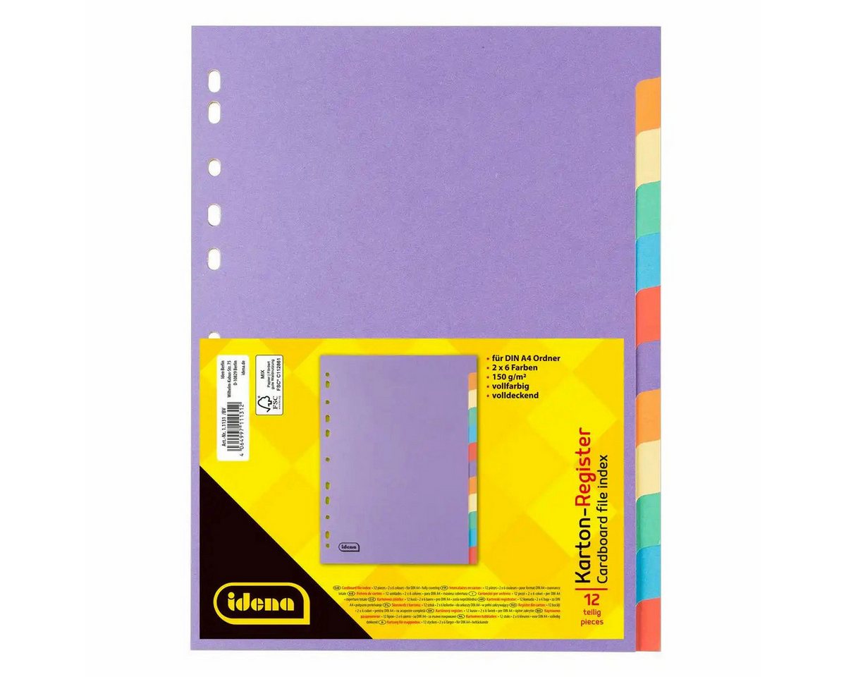 Idena Büro-Set Idena Kartonregister A4 - 12teilig in 6 Farben für perfekte Organisati Idena Büro-Set Idena Kartonregister A4 - 12teilig in 6 Farben für perfekte Organisati von Idena