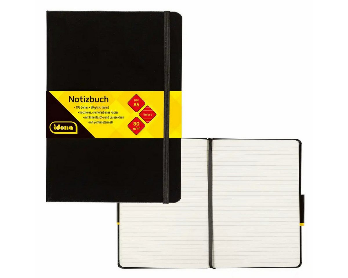 Idena Büro-Set Idena Notizbuch DIN A5 liniert schwarz - Premium Qualität 80g/m² Papie Idena Büro-Set Idena Notizbuch DIN A5 liniert schwarz - Premium Qualität 80g/m² Papie von Idena