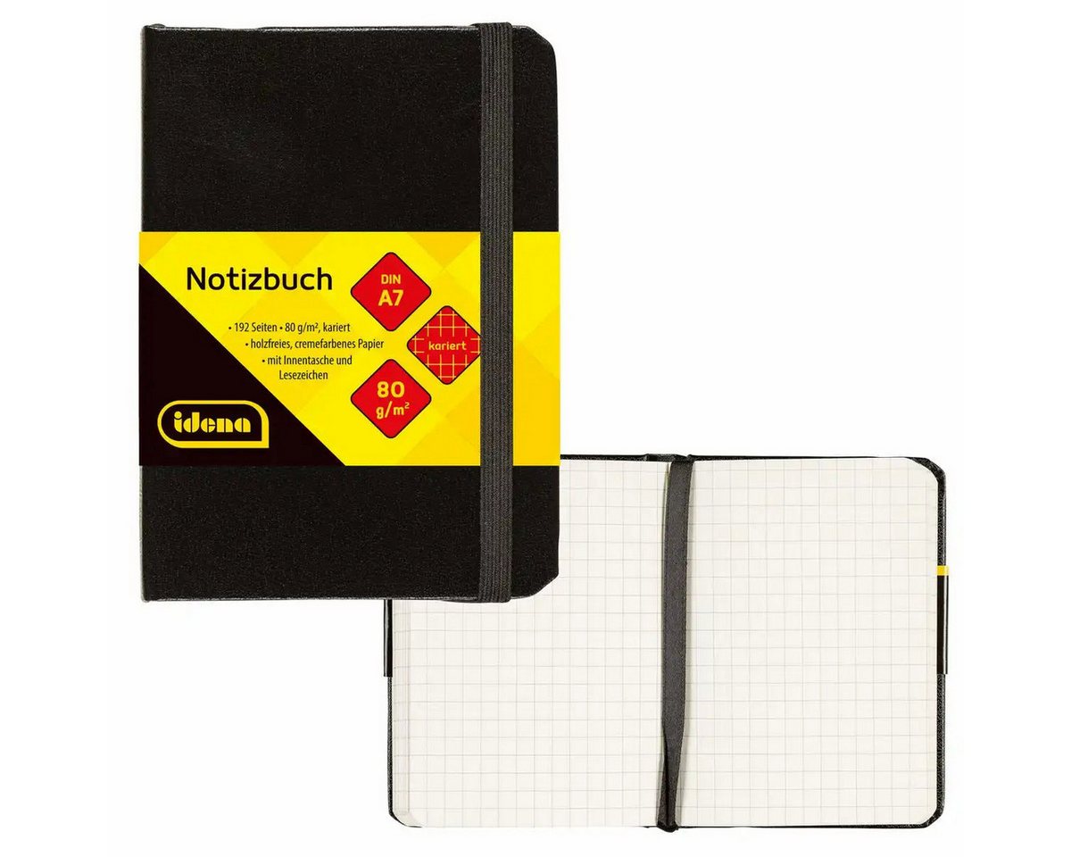 Idena Büro-Set Idena Notizbuch DIN A7 kariert schwarz - 80g/m² Papier - 192 Seiten Idena Büro-Set Idena Notizbuch DIN A7 kariert schwarz - 80g/m² Papier - 192 Seiten von Idena