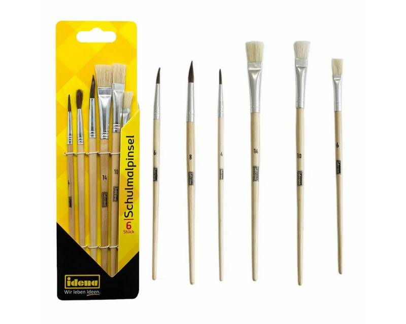 Idena Büro-Set Idena Schulmalpinsel Set - 6 hochwertige Pinsel für kreative Meisterwe von Idena