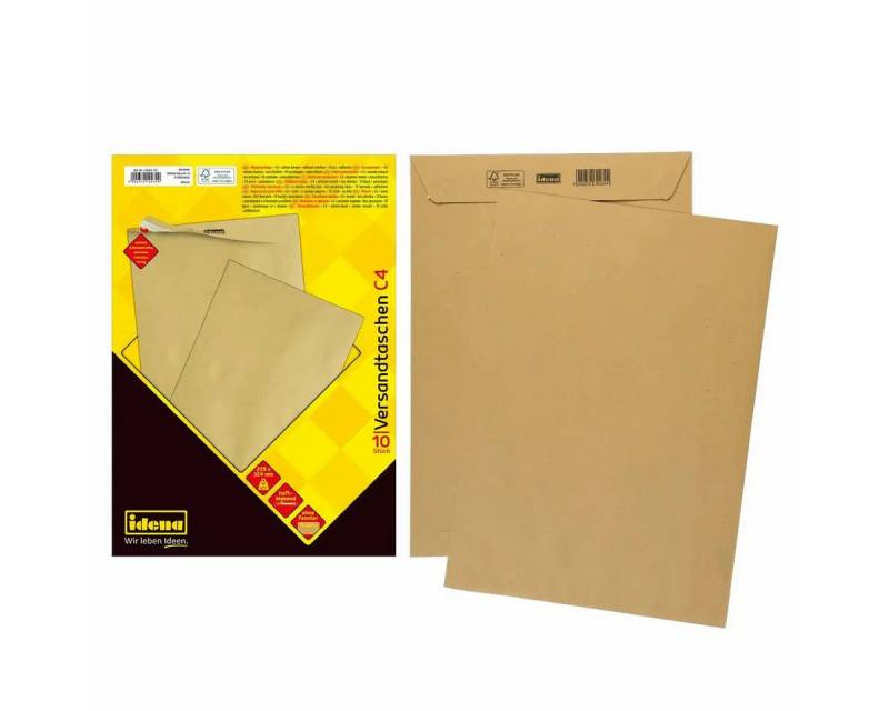 Idena Büro-Set Idena Versandtaschen DIN C4 braun ohne Fenster haftklebend 90g/m² - 10 von Idena