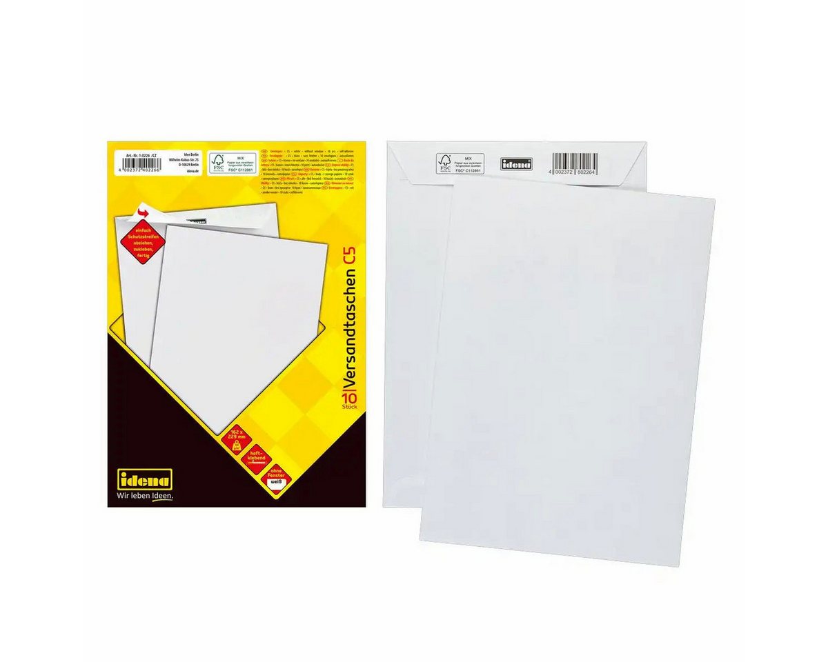 Idena Büro-Set Idena Versandtaschen DIN C5 ohne Fenster haftklebend 90g/m² weiß - 10 Idena Büro-Set Idena Versandtaschen DIN C5 ohne Fenster haftklebend 90g/m² weiß - 10 von Idena