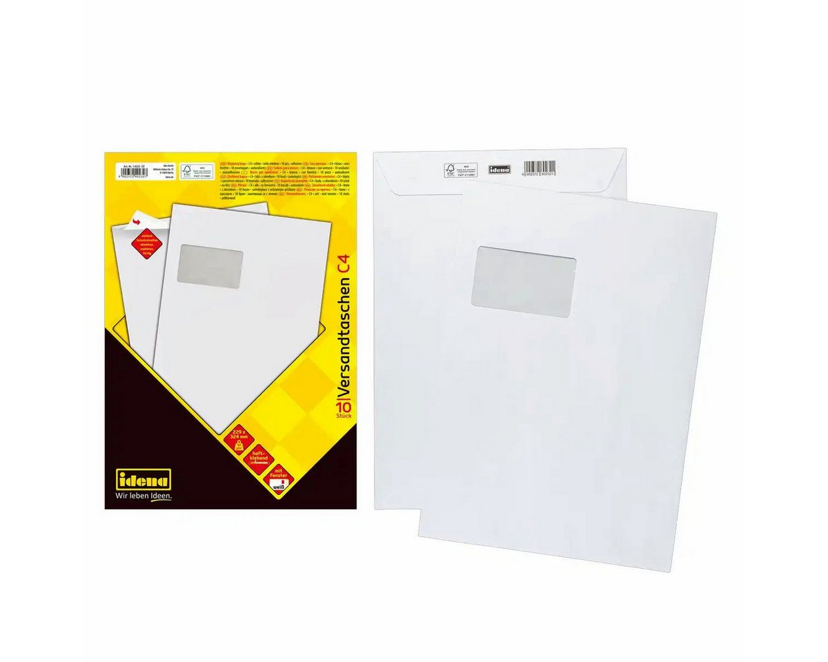 Idena Büro-Set Idena Versandtaschen mit Fenster haftklebend 90g/m² weiß DIN C4 - 10 S Idena Büro-Set Idena Versandtaschen mit Fenster haftklebend 90g/m² weiß DIN C4 - 10 S von Idena