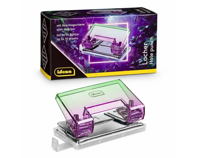 Idena Büro-Set Stylischer Locher Pink/Grün - Perfekt für Büro & Schule von Idena