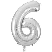 Idena Folienballon Zahl 6 silber, 1 St. von Idena