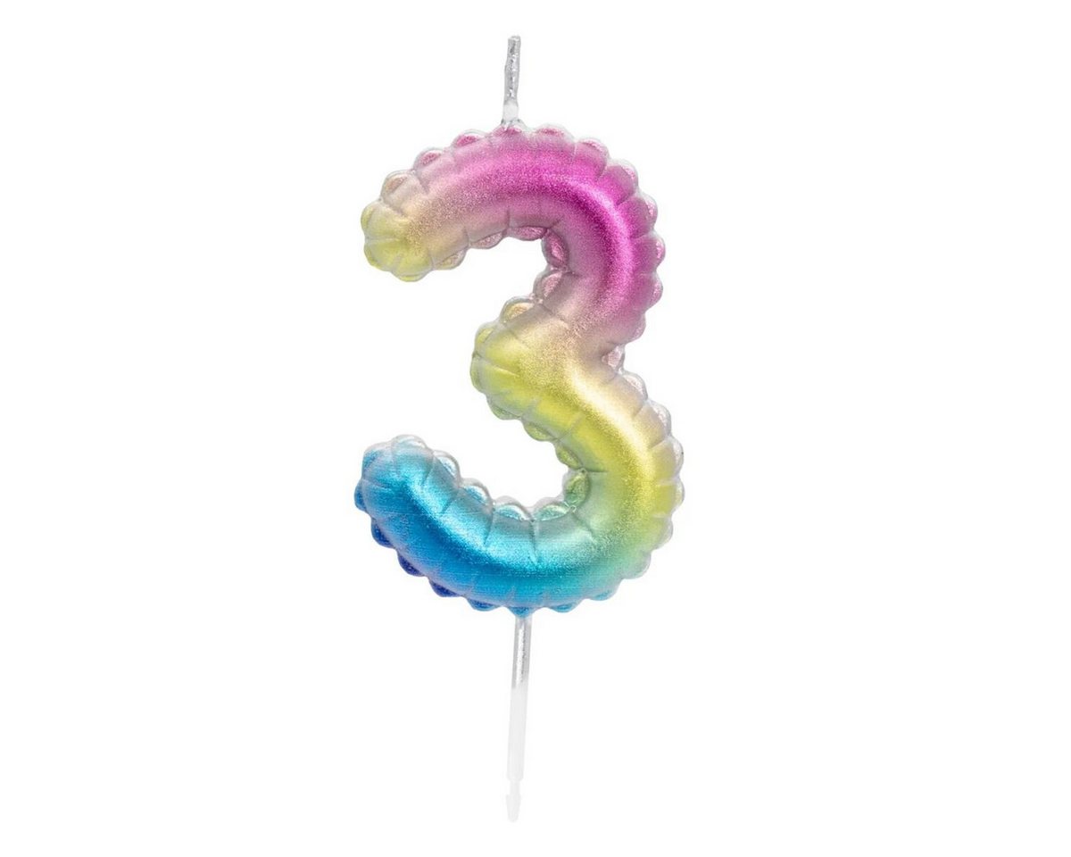 Idena Geburtstagskerze Idena Zahlenkerze - "3", Regenbogen metallic Idena Geburtstagskerze Idena Zahlenkerze - "3", Regenbogen metallic von Idena
