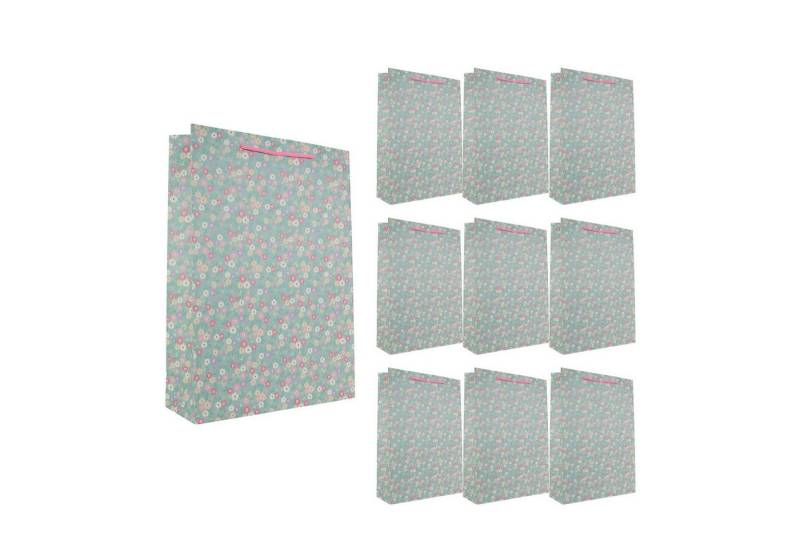 Idena Geschenkbox Idena Bundle Geschenktasche Blumen grün 25x34,5x8,5cm 10 Stück von Idena