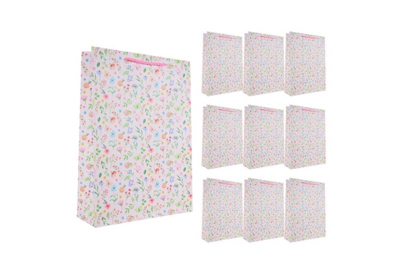 Idena Geschenkbox Idena Bundle Geschenktasche Blumen rosa 25x34,5x8,5cm 10 Stück von Idena
