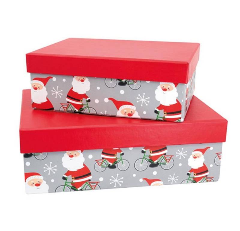Idena Geschenkbox Santa 2er Set, Weihnachtsmann-Motiv mit Deckel von Idena