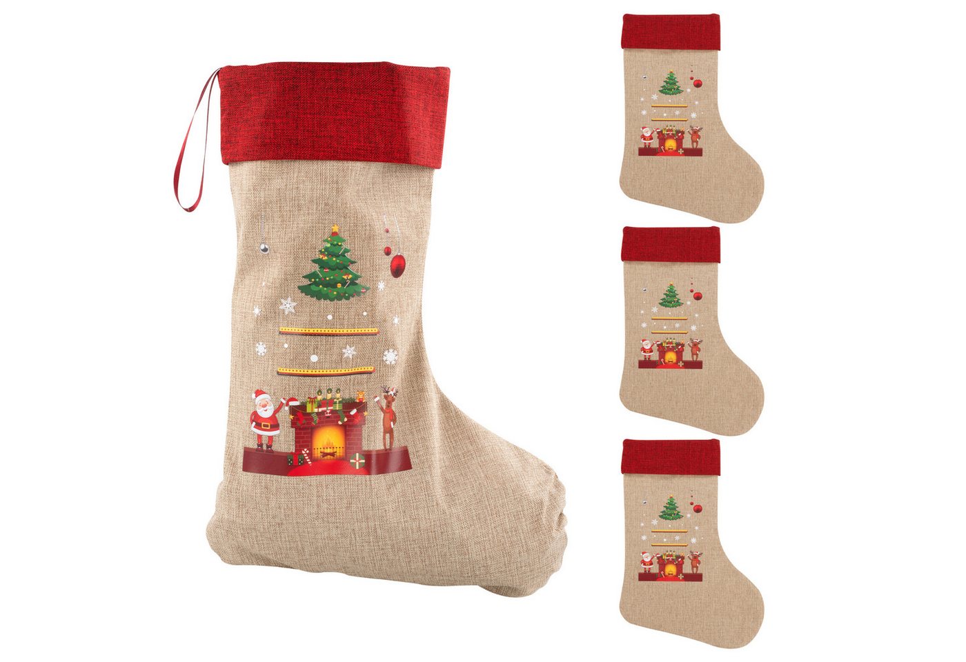 Idena Hängedekoration Idena Bundle Weihnachtsstrümpfe Tannenbaum Kamin 31x46cm 4 Stück Idena Hängedekoration Idena Bundle Weihnachtsstrümpfe Tannenbaum Kamin 31x46cm 4 Stück von Idena