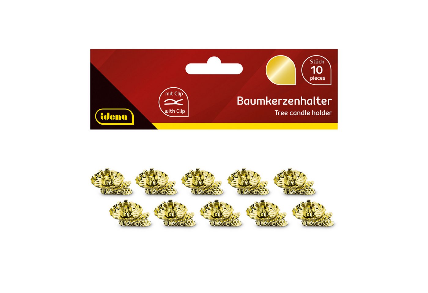Idena Kerzenhalter Idena Baumkerzenhalter mit Clip gold 10 Stück Idena Kerzenhalter Idena Baumkerzenhalter mit Clip gold 10 Stück von Idena