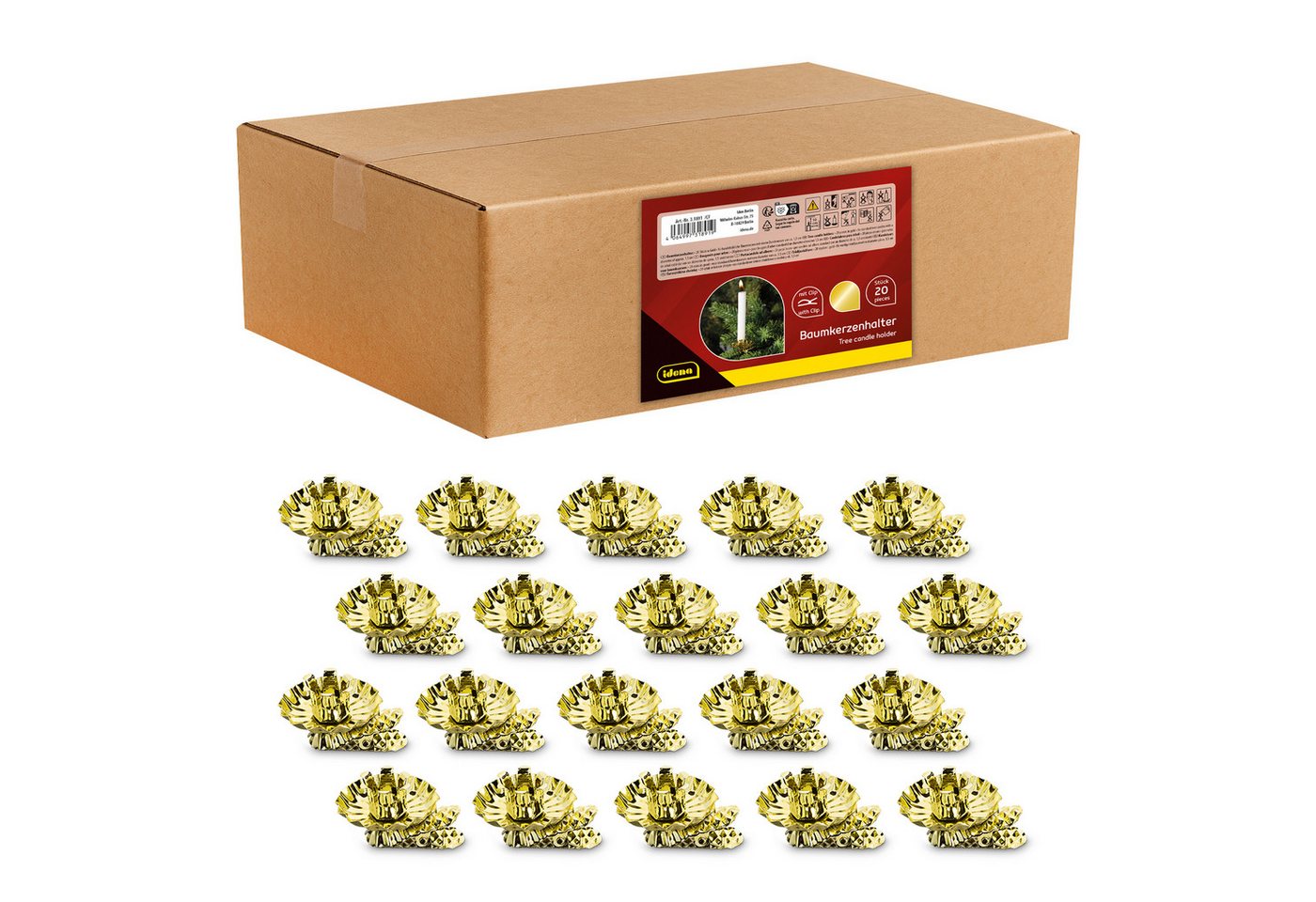 Idena Kerzenhalter Idena Baumkerzenhalter mit Clip gold 20 Stück Idena Kerzenhalter Idena Baumkerzenhalter mit Clip gold 20 Stück von Idena
