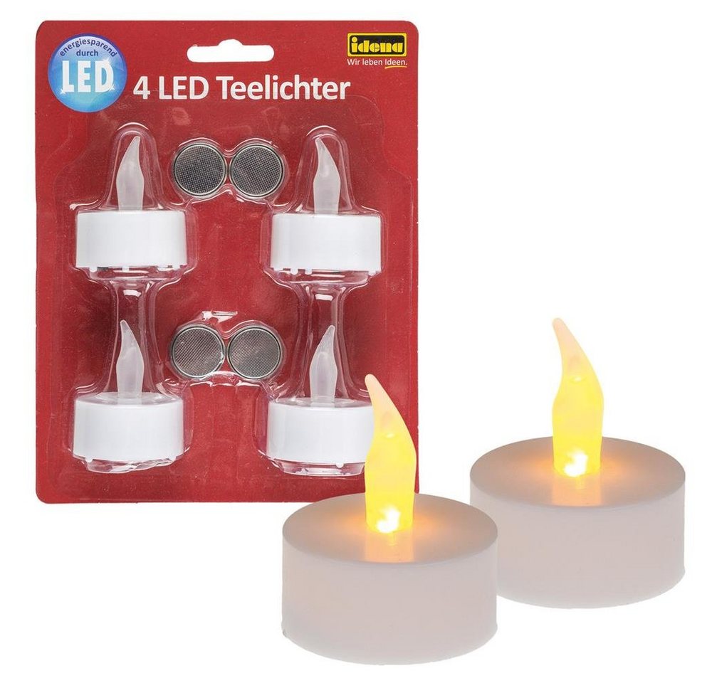 Idena LED-Kerze 4 LED Teelichter batteriebetrieben, mit flackerndem Licht Stimmungslicht flammenlos Idena LED-Kerze 4 LED Teelichter batteriebetrieben, mit flackerndem Licht Stimmungslicht flammenlos von Idena