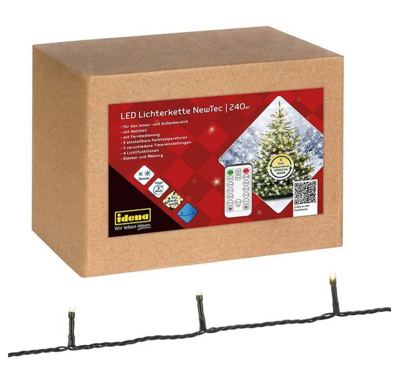 Idena LED-Lichterkette 240er NewTec, warmweiß, 31,9 m, 5 Farbtemperaturstufen, Timer, Dimmer, Memory von Idena