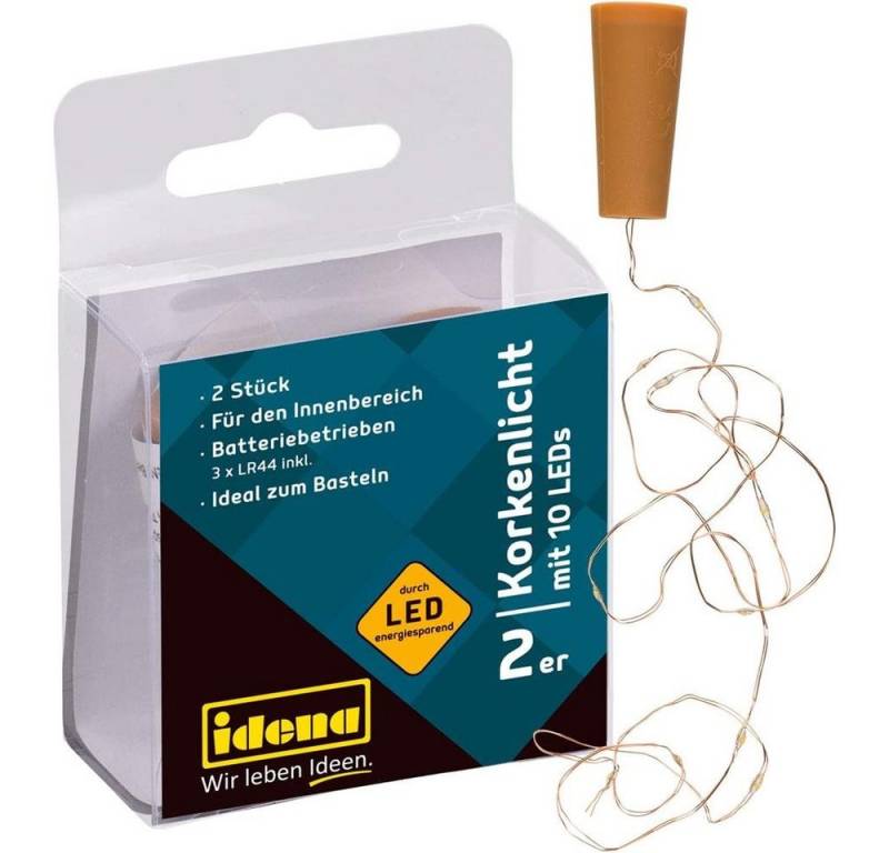 Idena LED-Lichterkette Korkenlicht, 2er Set, mit je 10 LEDs, warmweiß, 94,5 cm, für Geschenkidee von Idena