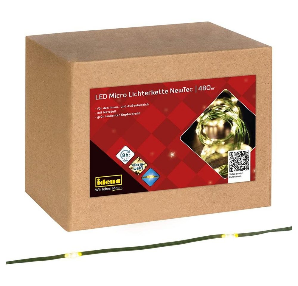 Idena LED-Lichterkette 480er NewTec, Micro-LED, warmweiß, 52,9 m, Timer, für Innen und Außen Idena LED-Lichterkette 480er NewTec, Micro-LED, warmweiß, 52,9 m, Timer, für Innen und Außen von Idena