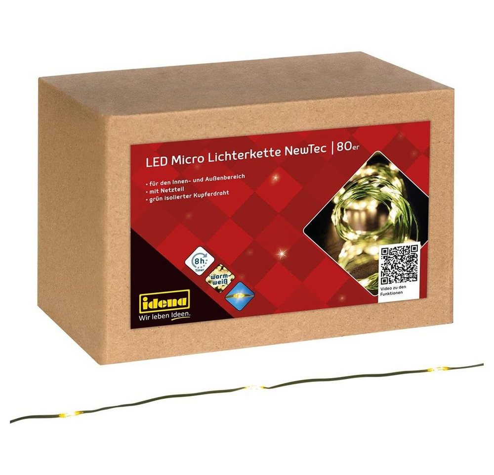 Idena LED-Lichterkette 80er NewTec, Micro-LED, warmweiß, 12,9 m, Timer, für Innen und Außen Idena LED-Lichterkette 80er NewTec, Micro-LED, warmweiß, 12,9 m, Timer, für Innen und Außen von Idena