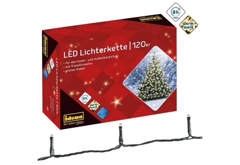 Idena LED-Lichterkette Idena 8325097 - LED Lichterkette mit 120 LED in warmweiß, mit 8 Stunde von Idena