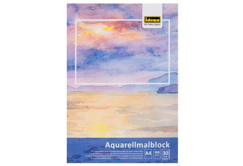 Idena Malblock Idena 68162 - Aquarellmalblock A4 mit 30 Blatt cremefarbenem, dickem von Idena