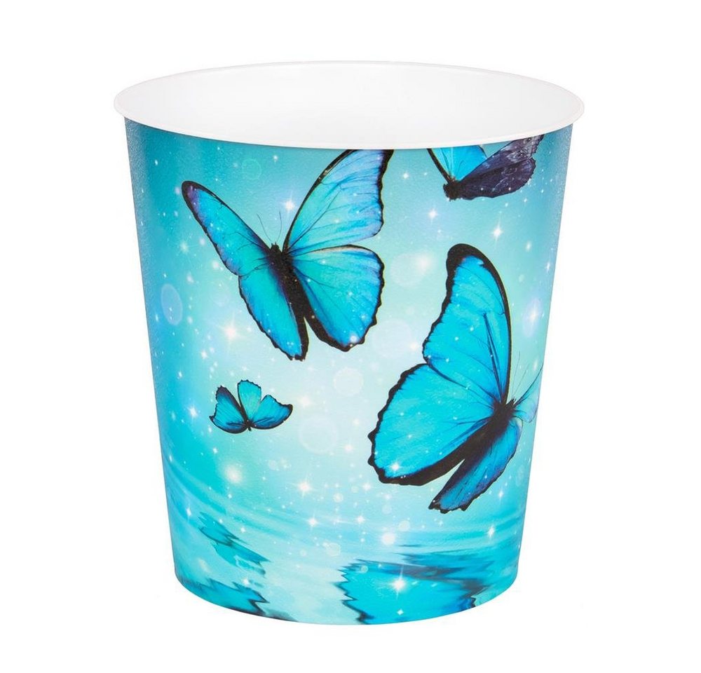 Idena Papierkorb Schmetterling Motiv, 9 Liter, Kunststoff, Mülleimer für Kinderzimmer, Blau von Idena