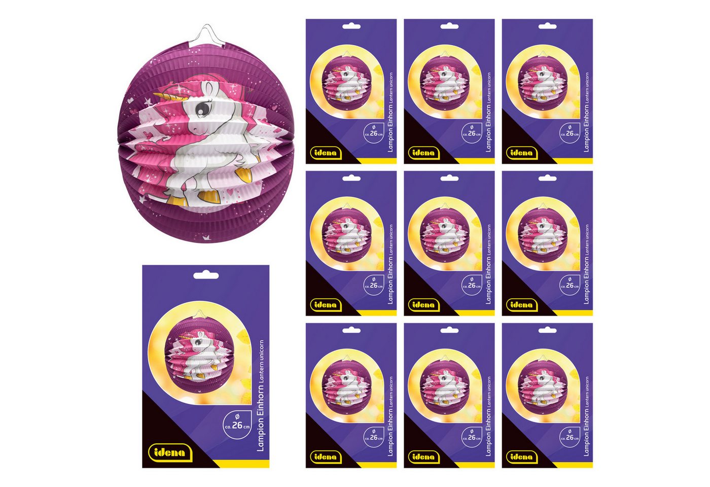 Idena Papierlaterne Idena Bundle Lampion Einhorn 10 Stück Idena Papierlaterne Idena Bundle Lampion Einhorn 10 Stück von Idena