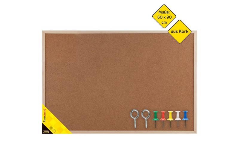 Idena Pinnwand Idena 568023 - Pinnwand mit Holzrahmen, aus Kork, inklusive 5 Pinnwand von Idena
