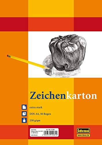 Idena Zeichenkarton extra stark, DIN A4, 250 g/m², 50 Bogen (DIN A4 | 2er Pack) von Idena