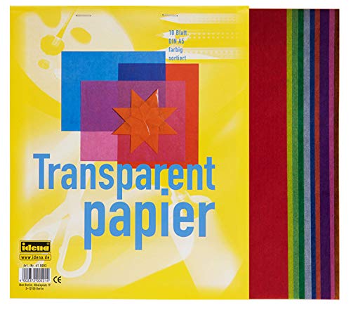 Transparentpapier A5, 10 Blatt, 1 Block, farbig sortiert Transparentpapier A5, 10 Blatt, 1 Block, farbig sortiert von Idena