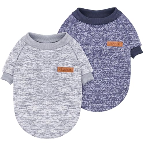 Idepet Haustier Katze Hundepullover, Warmer Hundepullover Katzenkleidung, Fleece-Welpenmantel für kleine mittelgroße große Hunde rosa grau XS-XXL (Grau NavyBlue, XXL) von Idepet