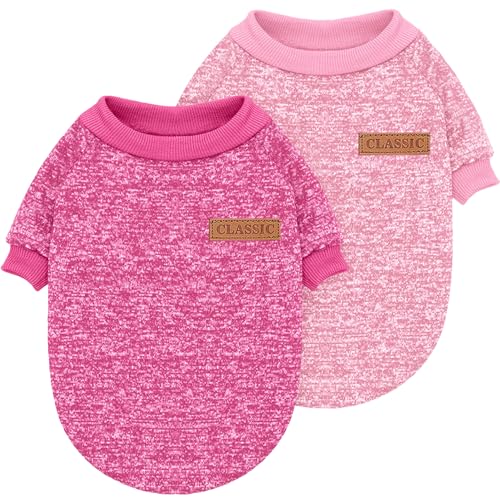Idepet Haustier Katze Hundepullover, Warmer Hundepullover Katzenkleidung, Fleece-Welpenmantel für kleine mittelgroße große Hunde rosa grau XS-XXL (Rosa DunkeRosa, M) von Idepet