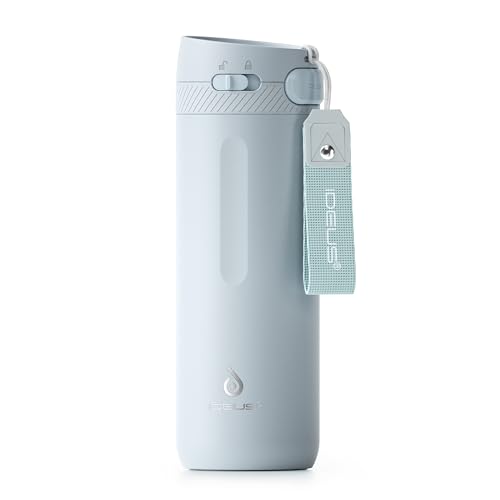 IDEUS Reisebecher 500ml (17oz), Edelstahl Doppelwandig Isolierbecher, Leichtgewicht Thermobecher to Go, Kaffebecher mit Tragegriff BPA-Frei auslaufsicher (Hellblau) von Ideus