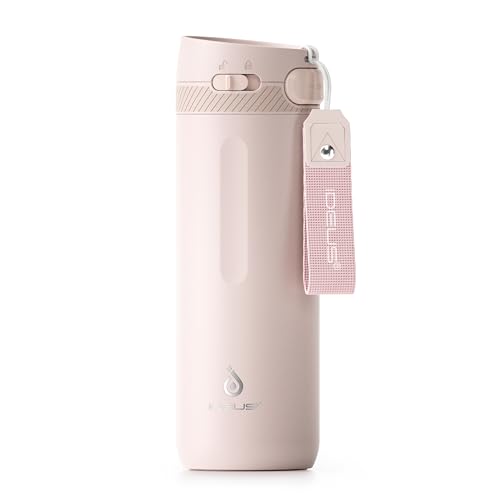 IDEUS Reisebecher 500ml (17oz), Edelstahl Doppelwandig Isolierbecher, Leichtgewicht Thermobecher to Go, Kaffebecher mit Tragegriff BPA-Frei auslaufsicher (Hellrosa) von Ideus