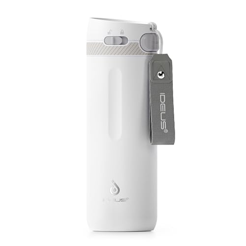 IDEUS Reisebecher 500ml (17oz), Edelstahl Doppelwandig Isolierbecher, Leichtgewicht Thermobecher to Go, Kaffebecher mit Tragegriff BPA-Frei auslaufsicher (Weiss) von Ideus