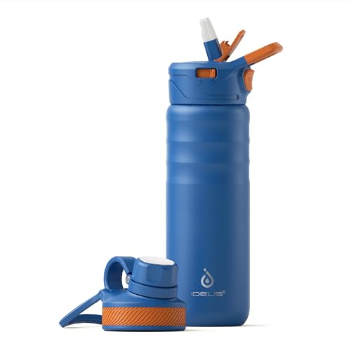 IDEUS Vakuumisolierte Wasserflasche, 24oz (710 ml) Edelstahl Doppelwand Flasche Metall Sport Kantine mit auslaufsicherem Schraubverschluss (Königsblau) von Ideus