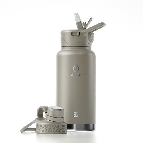 IDEUS Vakuumisolierte Wasserflasche, 32oz (950 ml) Edelstahl Doppelwand Flasche Metall Sport Kantine mit auslaufsicherem Schraubverschluss (Seladon) von Ideus