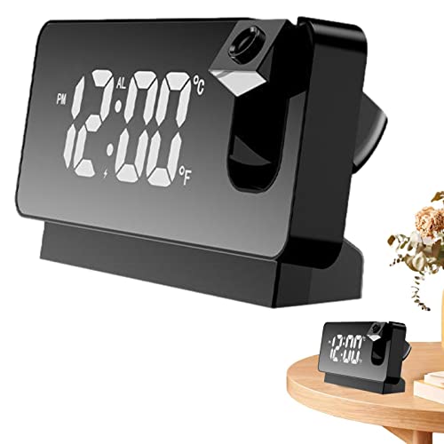 Idezek Digitale Projektionsuhr für Schlafzimmer | Digitaler Projektionswecker mit USB-Aufladung und LED-Bildschirm - Einstellbarer Helligkeits-Temperaturanzeige-Alarm für Zuhause, Schlafzimmer von Idezek