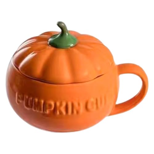 Idezek Kürbisbecher, Halloween-Kaffeetassen aus Keramik in Kürbisform mit Deckel, Herbstdekoration, Halloween-Tasse, Kaffeetasse für Kinder, Familienfreunde für, Idezek Kürbisbecher, Halloween-Kaffeetassen aus Keramik in Kürbisform mit Deckel, Herbstdekoration, Halloween-Tasse, Kaffeetasse für Kinder, Familienfreunde für, von Idezek