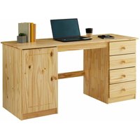 Schreibtisch manager aus Kiefer mit 4 Schubladen, natur von Idimex